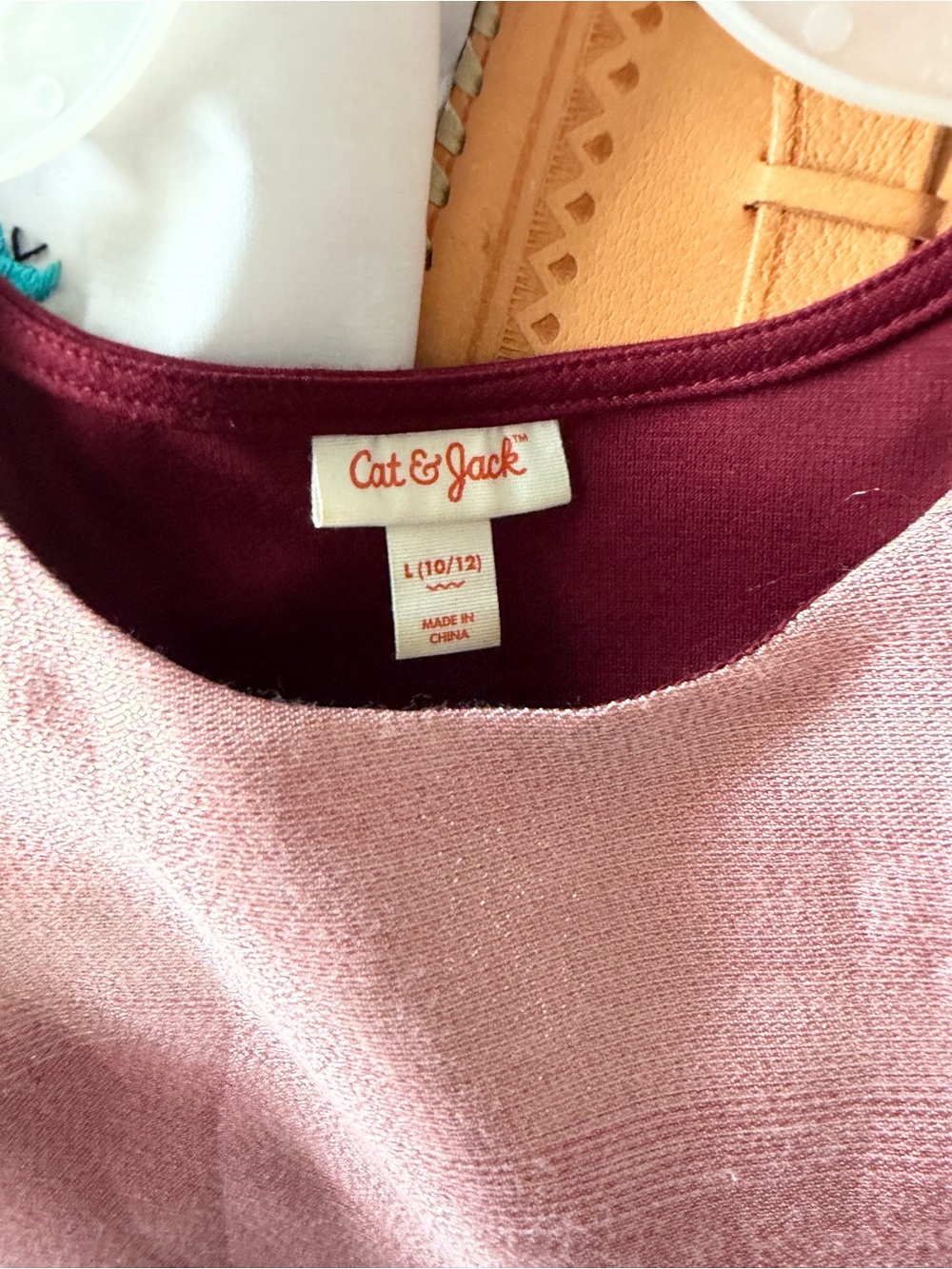 Cat & Jack Pink dress  with Burgundy Trim